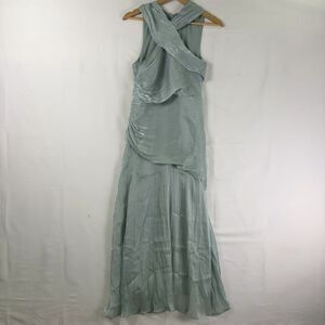 Unknown Pleated Cross V-Neck A-Line Dress